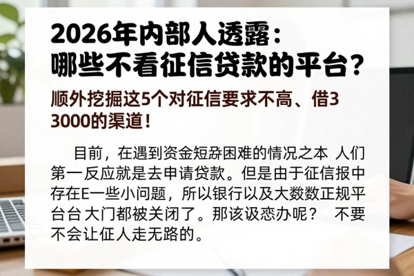 2026年内部人透露:哪些不看征信贷款的平台?顺便挖掘这5个对征信要求不高、借3000的渠道!