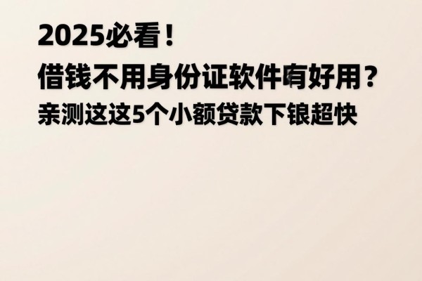 2025必看!借钱不用身份证的软件有哪些好用?亲测这5个小额贷款下款超快