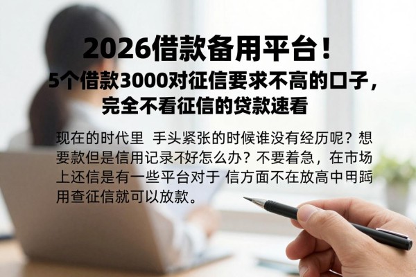 2026借款备用平台!5个借款3000对征信要求不高的口子,完全不看征信的贷款速看