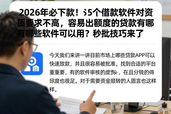 2026年必下款!这5个借款软件对资质要求不高,容易出额度的贷款有哪些软件可以用?秒批技巧来了