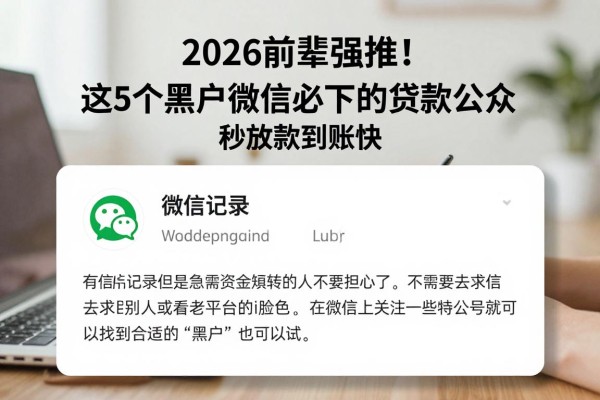 2026前辈强推！这5个黑户微信必下的贷款公众号，秒放款到账快