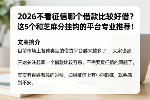 2026不看征信哪个借款比较好借？这5个和芝麻分挂钩的平台专业推荐！