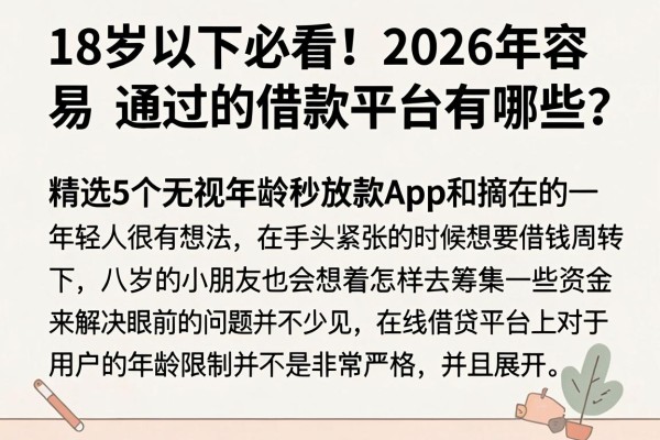 18岁以下必看！2026年容易通过的借款平台有哪些？精选5个无视年龄秒放款App