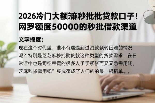 2026冷门大额芝麻秒批贷款口子曝光！网罗额度50000的秒批借款渠道