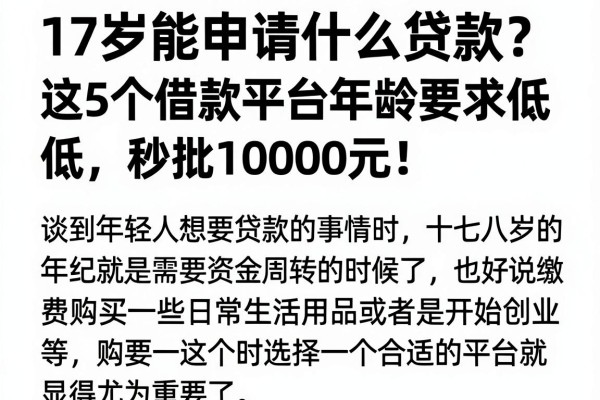 17岁能申请什么贷款?这5个借款平台年龄要求低,秒批10000元