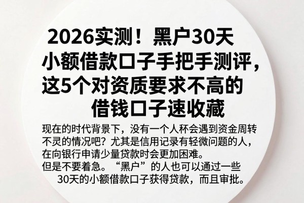 2026实测!黑户30天小额借款口子手把手测评,这5个对资质要求不高的借钱口子速收藏
