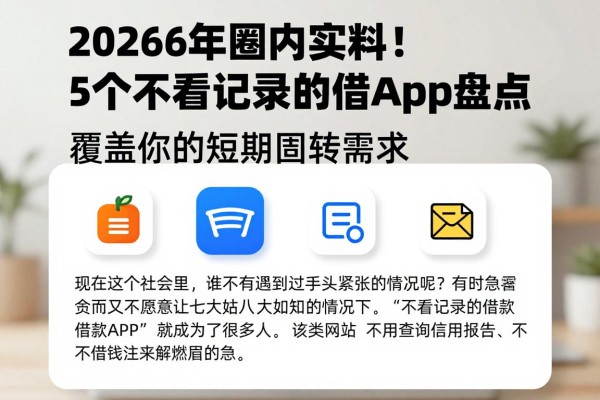 2026年圈内实料!5个不看记录的借款app盘点,覆盖你的短期周转需求