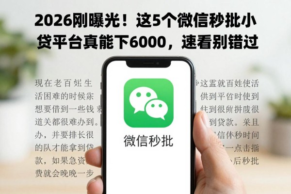 2026刚曝光!这5个微信秒批的小贷平台真能下6000,速看别错过