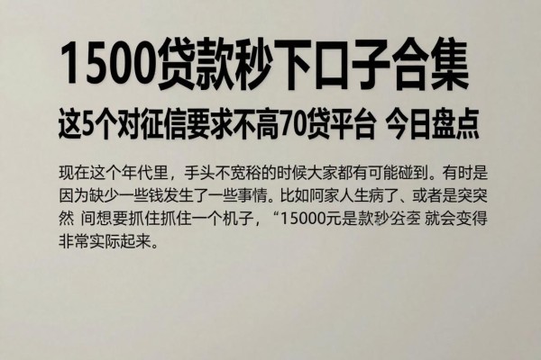 1500贷款秒下口子合集:这5个对征信要求不高的7000网贷平台今日盘点