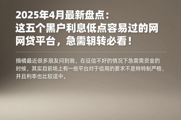 2025年4月最新盘点：这五个黑户利息低点容易过的网贷平台，急需周转必看！
