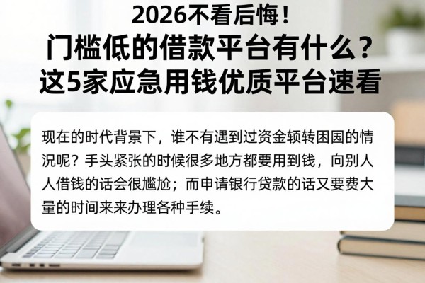 2026不看后悔!门槛低的借款平台有什么?这5家应急用钱优质平台速看