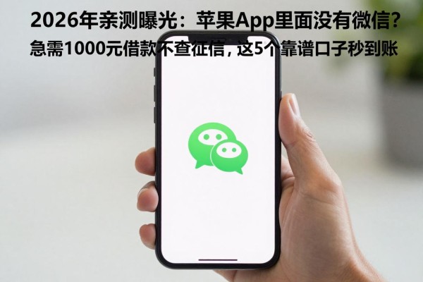 2026年亲测曝光:苹果App里面没有微信?急需1000元借款不查征信,这5个靠谱口子秒到账!