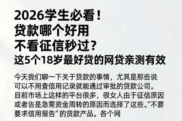 2026学生必看!贷款哪个好用 不看征信秒过?这5个18岁最好贷的网贷亲测有效