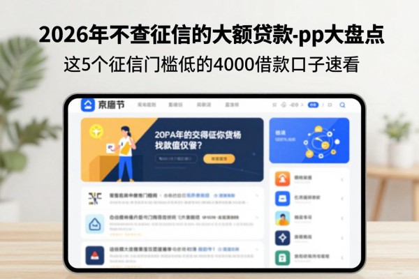 2026年不查征信的大额贷款app大盘点，这5个征信门槛低的4000借款口子速看