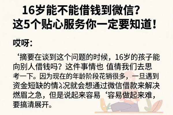 16岁能不能借钱到微信？这5个贴心服务你一定要知道！
