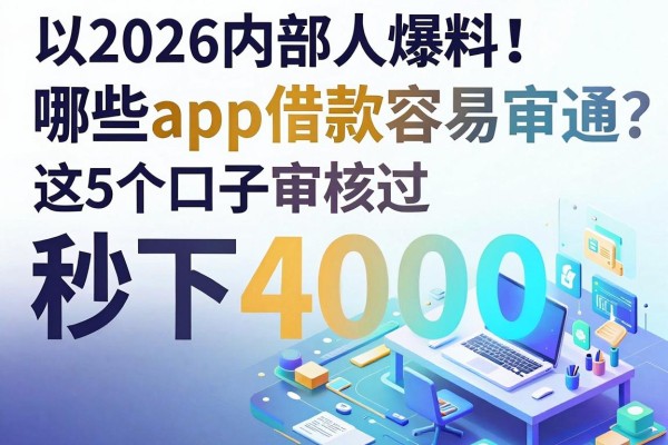 2026内部人爆料:哪些app借款容易审核通过呢?这5个口子秒下4000