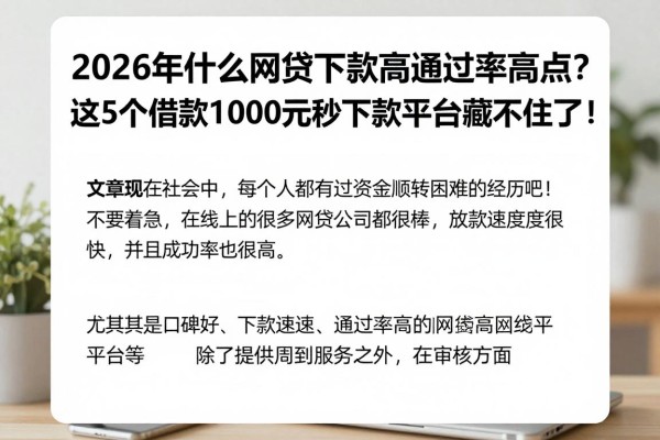 2026年什么网贷下款高通过率高点?这5个借款1000元秒下款平台藏不住了!