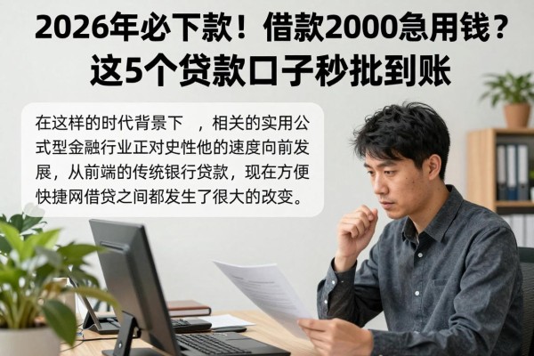 2026年必下款!借款2000急用钱?这5个贷款口子秒批到账