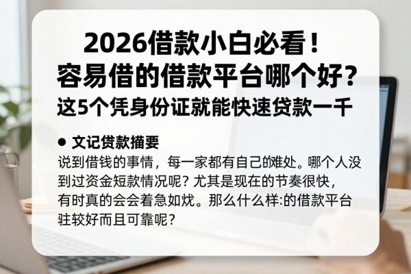 2026借款小白必看!容易借的借款平台哪个好?这5个凭身份证就能快速贷款一千