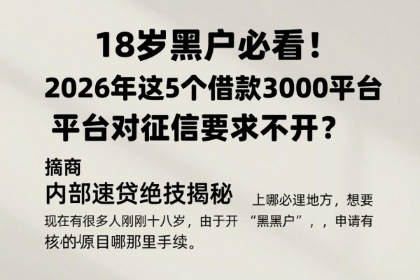 18岁黑户必看！2026年这5个借款3000平台对征信要求不高，上哪贷款比较容易？内部速贷绝技揭秘