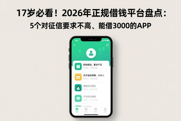 17岁必看!2026年正规借钱平台盘点:5个对征信要求不高、能借3000的APP