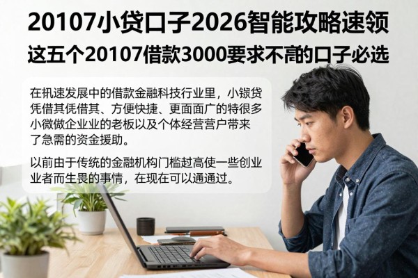 20107小贷口子2026智能攻略速领!这五个20107借款3000要求不高的口子必选