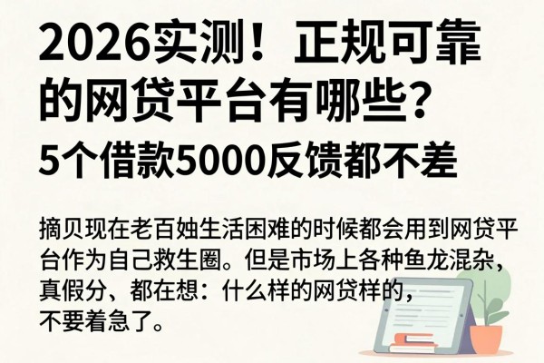 2026实测!正规可靠的网贷平台有哪些?这5个借款5000反馈都不差