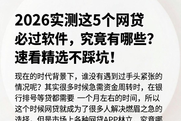 2026实测这5个网贷必过软件，究竟有哪些？速看精选不踩坑！