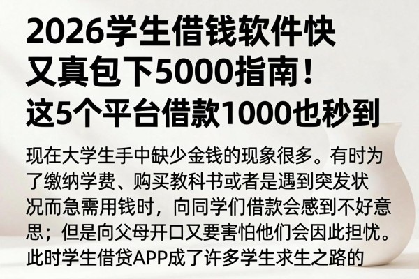 2026学生借钱软件快又真包下5000指南！这5个平台借款1000也秒到