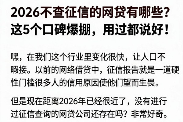2026不查征信的网贷有哪些？这5个口碑爆棚，用过都说好！