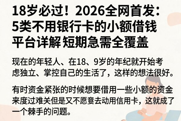 18岁必过!2026全网首发:5类不用银行卡的小额借钱平台详解,短期急需全覆盖