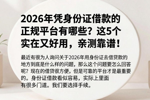 2026年凭身份证借款的正规平台有哪些?这5个实在又好用,亲测靠谱!