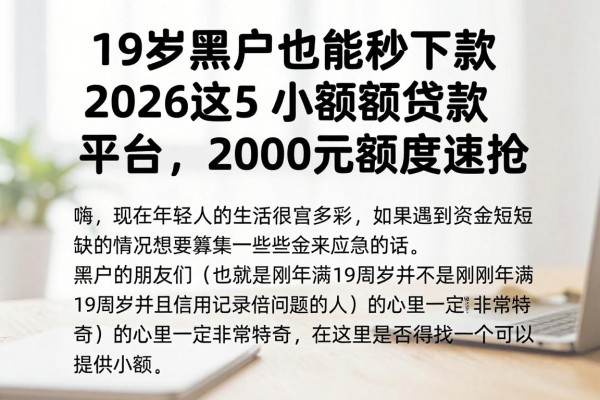 19岁黑户也能秒下款!2026这5个小额贷款平台,2000元额度速抢