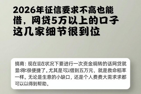 2026年征信要求不高也能借,网贷5万以上的口子这几家细节很到位