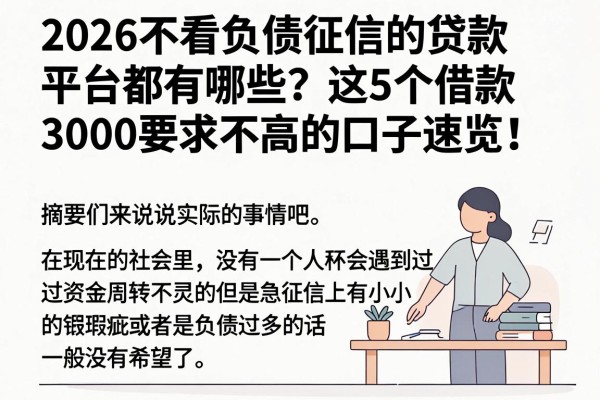2026不看负债征信的贷款平台都有哪些?这5个借款3000要求不高的口子速览!