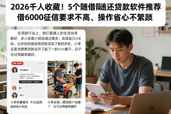2026千人收藏！5个随借随还贷款软件推荐，借6000征信要求不高、操作省心不繁琐