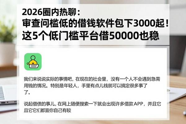 2026圈内热聊:审查门槛低的借钱软件包下3000起!这5个低门槛平台借50000也稳