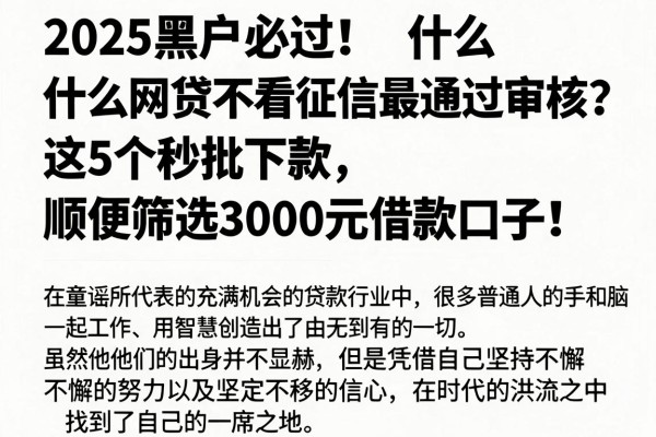 2025黑户必过！什么网贷不看征信最容易通过审核？这5个秒批下款，顺便筛选3000元借款口子！