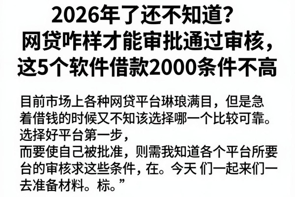 2026年了还不知道?网贷咋样才能审批通过审核,这5个软件借款2000条件不高