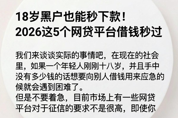 18岁黑户也能秒下款！2026这5个网贷平台借钱秒过