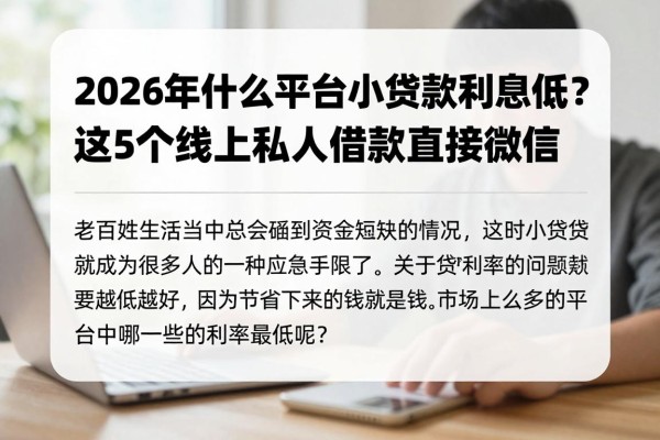 2026年什么平台小额贷款利息低?这5个线上私人借款直接到微信