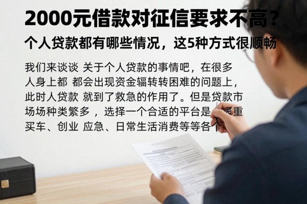 2000元借款对征信要求不高?个人贷款都有哪些情况,这5种方式很顺畅