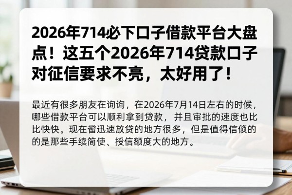 2026年714必下口子借款平台大盘点!这五个2026年714贷款口子对征信要求不高,太好用了!