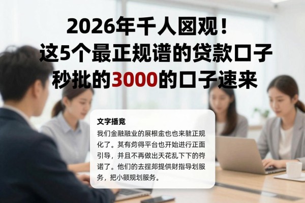 2026年千人围观!这5个最正规靠谱的贷款口子,秒批的3000的口子速来!