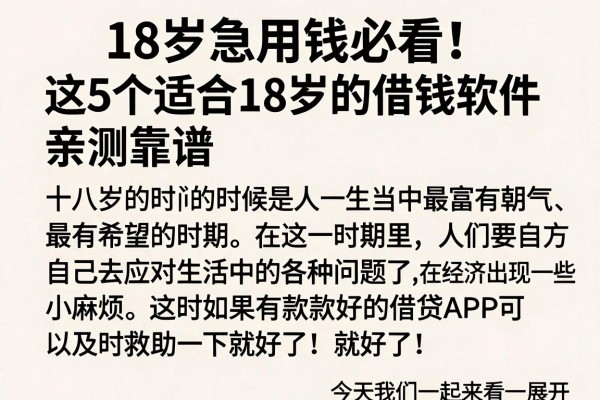 18岁急用钱必看!这5个适合18岁的借钱软件亲测靠谱,速收藏