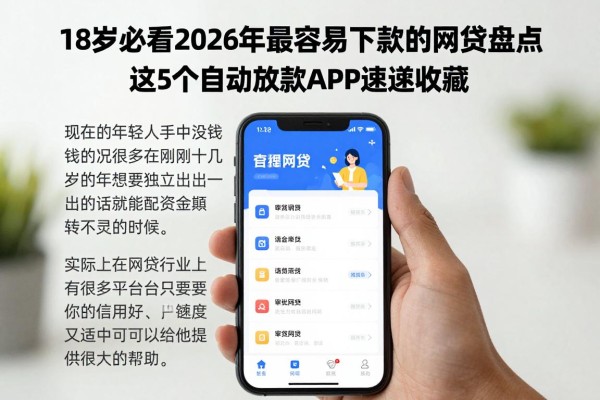 18岁必看！2026年最容易下款的网贷盘点，这5个自动放款APP速速收藏
