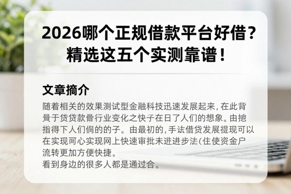 2026哪个正规借款平台好借?精选这五个实测靠谱!