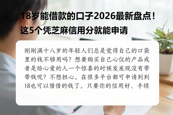18岁能借款的口子2026最新盘点！这5个凭芝麻信用分就能申请