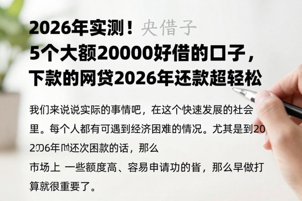 2026年实测!5个大额20000好借的口子,大额好下款的网贷2026年还款超轻松
