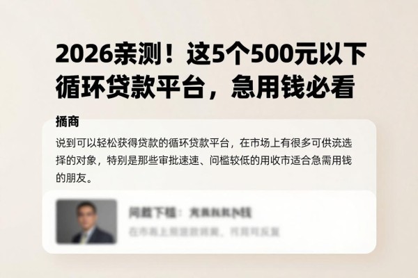 2026亲测!这5个500元以下容易下款的循环贷款平台,急用钱必看
